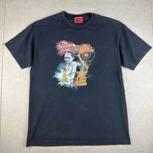 Vintage‎ Television City T-Shirt Men's L Black Twilight Zone Horror Graphic Tee